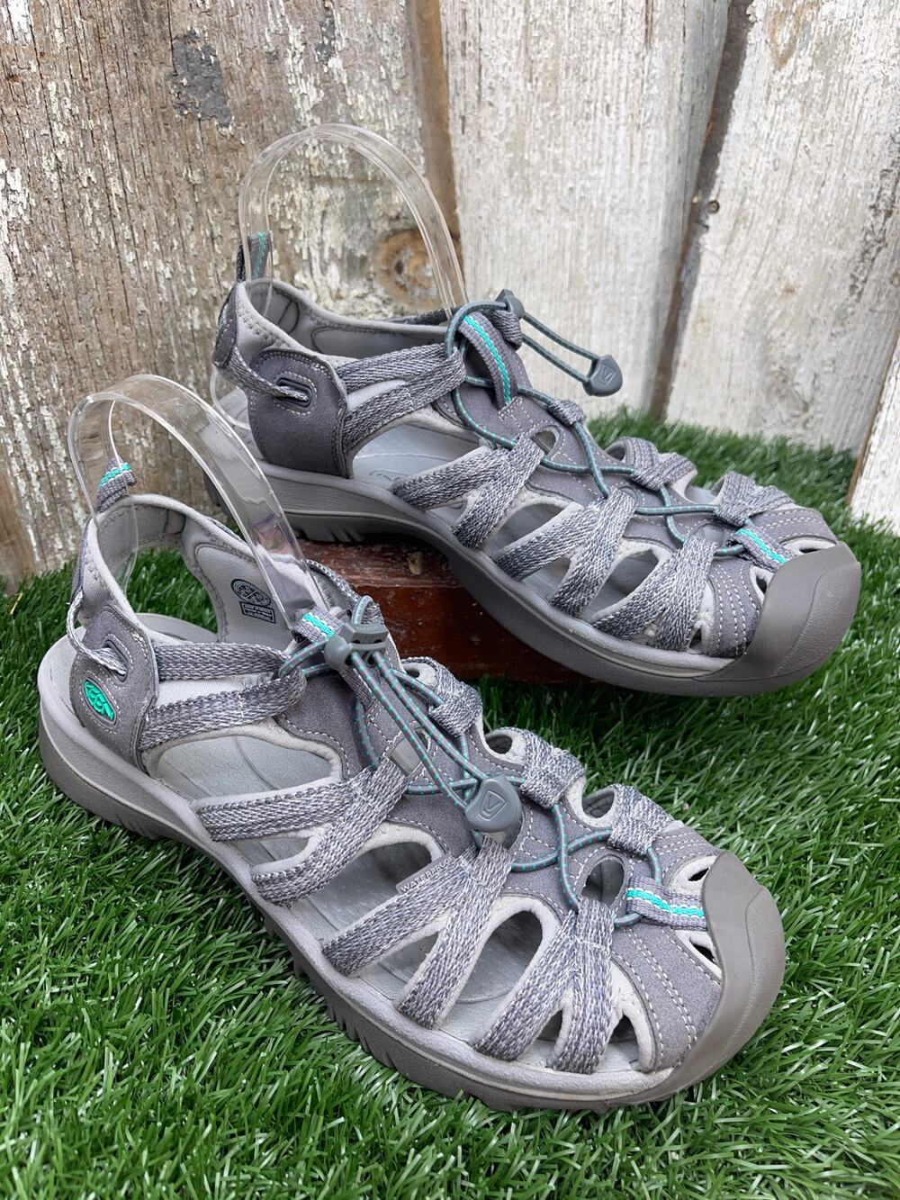 Keen Whisper Medium Grey-Peacock Green Sandals Women's 11